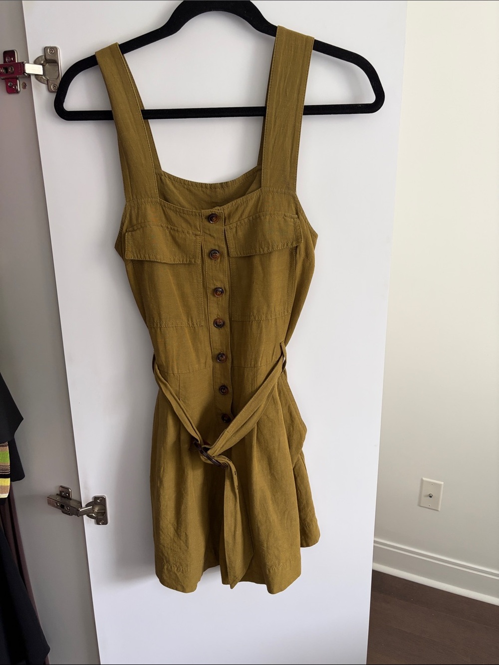 H&M Olive Green Button-Front Romper with Belt
